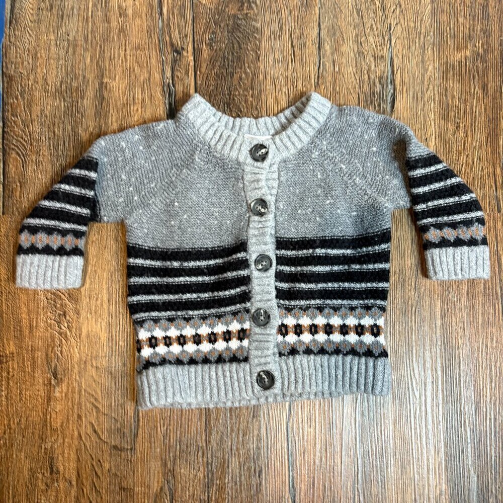 Hanna Andersson grey striped cardigan sweater